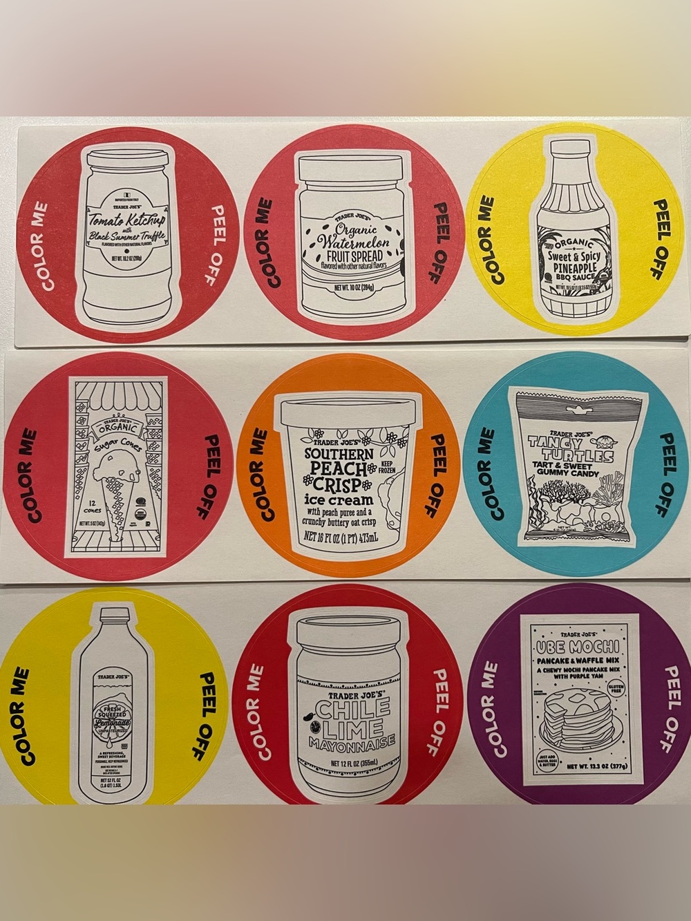 Trader Joe's Kids Color & Peel Sticker Sheets - Multi Color